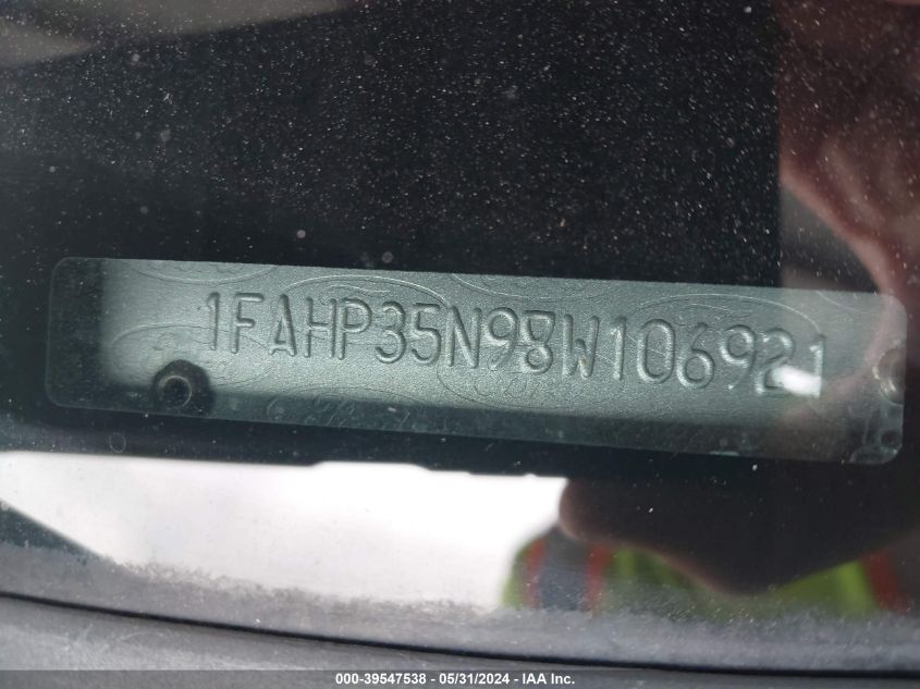 2008 Ford Focus Se/Ses VIN: 1FAHP35N98W106921 Lot: 39547538