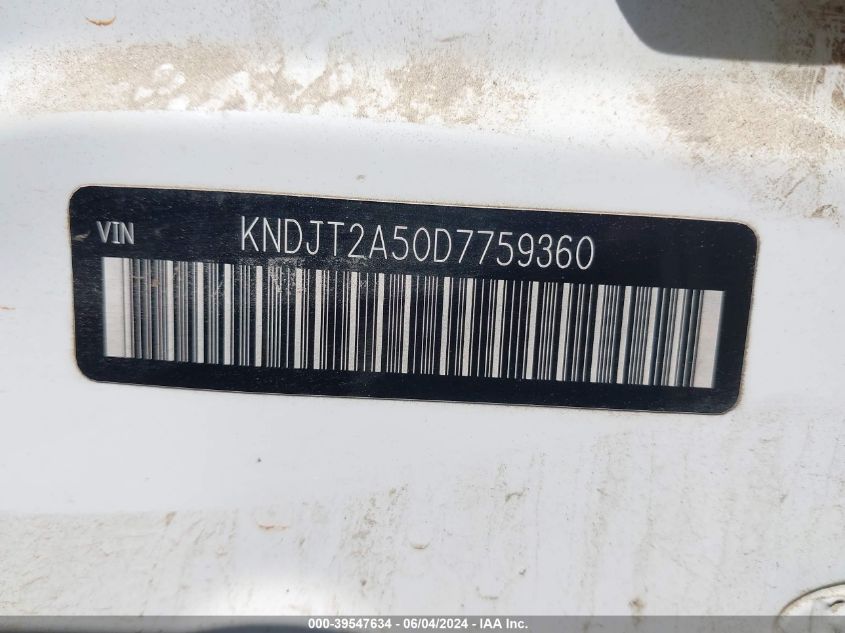 2013 Kia Soul VIN: KNDJT2A50D7759360 Lot: 39547634