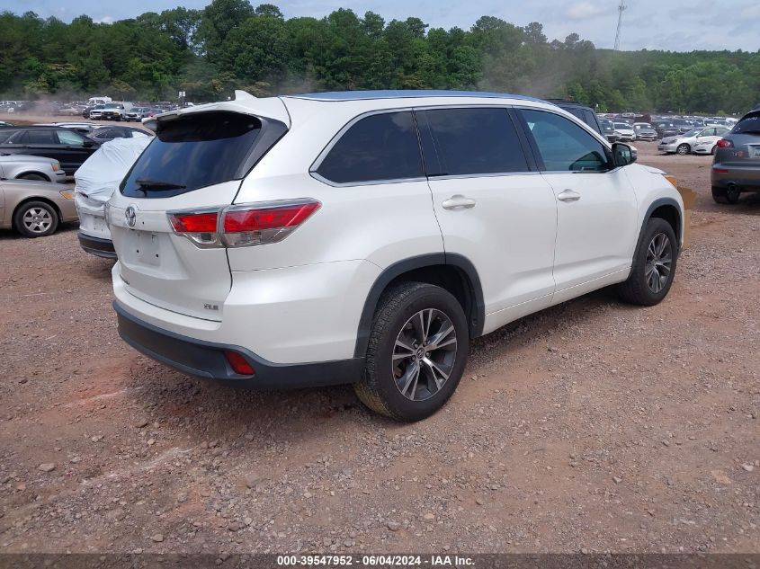 2016 Toyota Highlander Xle V6 VIN: 5TDKKRFH4GS170910 Lot: 39547952