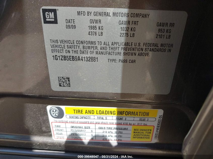 2010 Chevrolet Malibu Ls VIN: 1G1ZB5EB9A4132881 Lot: 39548047