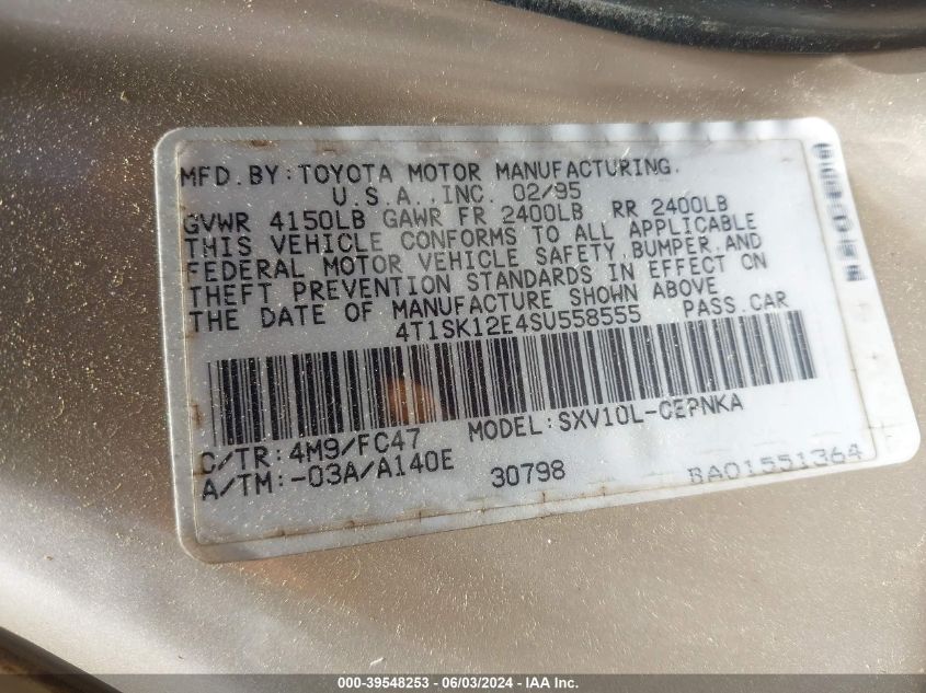 4T1SK12E4SU558555 1995 Toyota Camry Le