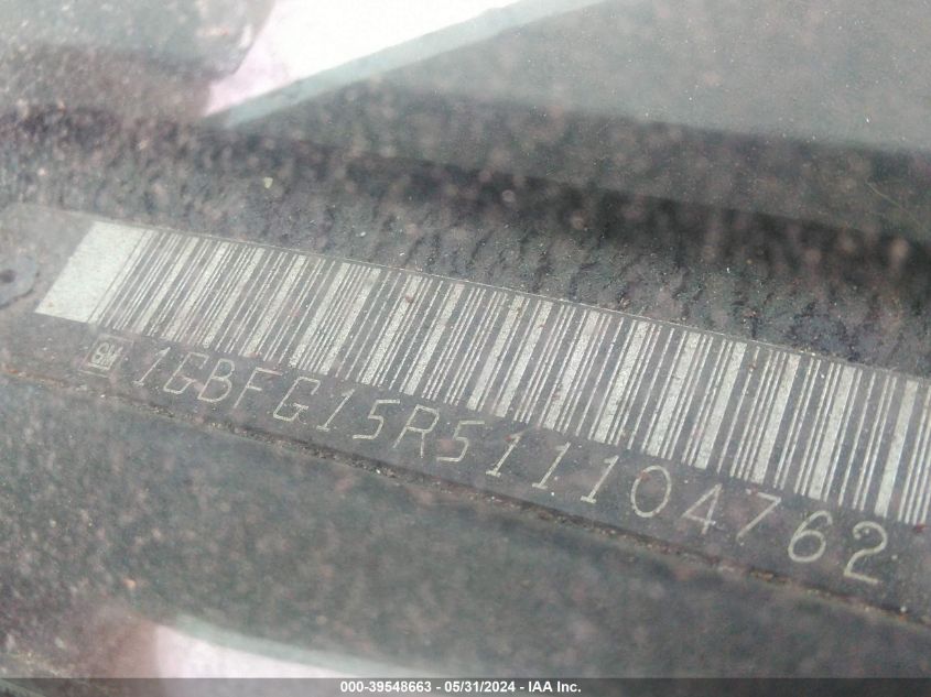 2001 Chevrolet Express Upfitter VIN: 1GBFG15R511104762 Lot: 39548663