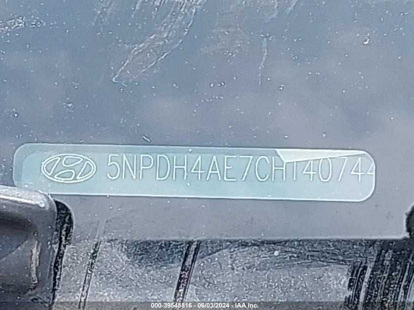 2012 Hyundai Elantra Gls VIN: 5NPDH4AE7CH140744 Lot: 39548816