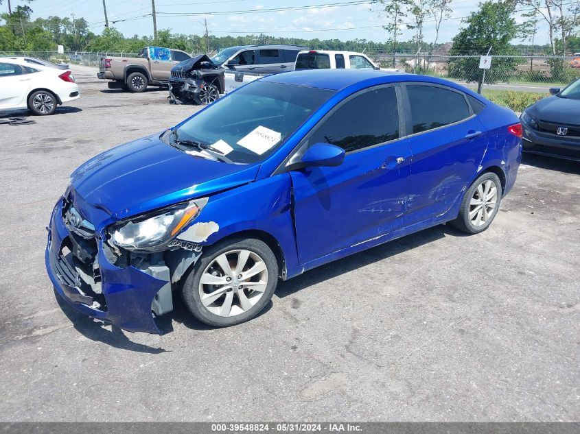 2013 Hyundai Accent Gls/Se VIN: KMHCU4AE2DU580607 Lot: 39548824