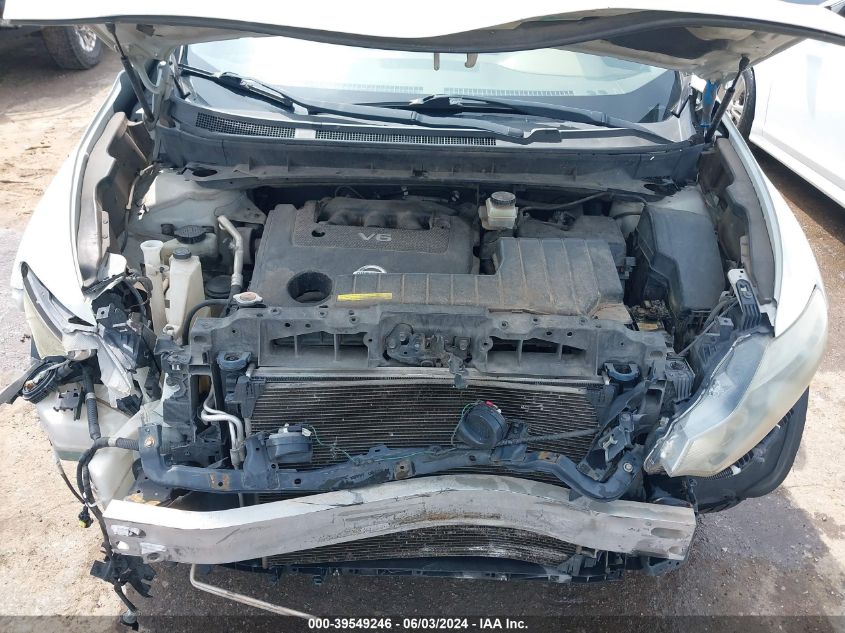 2010 Nissan Murano Sl VIN: JN8AZ1MU6AW007826 Lot: 39549246