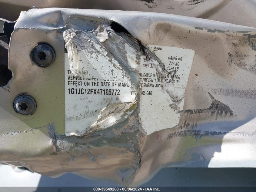 2004 Chevrolet Cavalier VIN: 1G1JC12FX47106772 Lot: 39549268