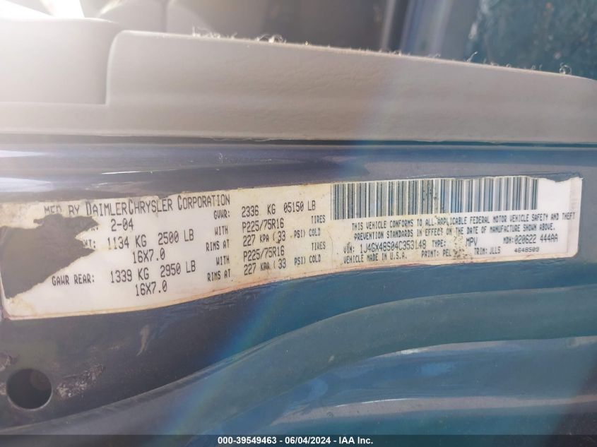 2001 Jeep Grand Cherokee Laredo VIN: 1J4GX48SX1C652917 Lot: 39549463