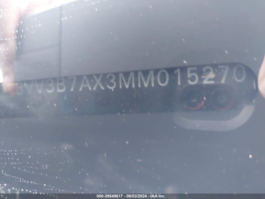 2021 Volkswagen Tiguan 2.0T Se/2.0T Se R-Line Black/2.0T Sel VIN: 3VV3B7AX3MM015270 Lot: 39585100