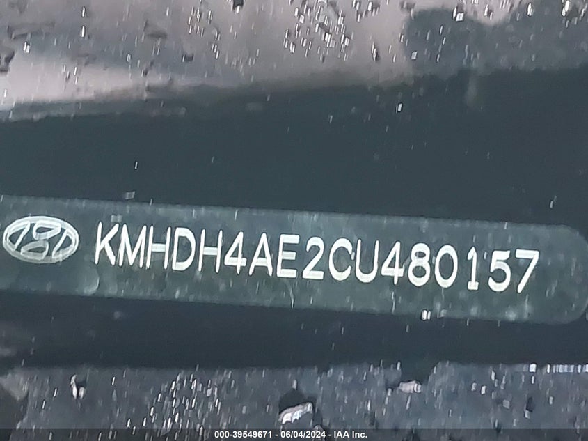 2012 Hyundai Elantra Limited (Ulsan Plant) VIN: KMHDH4AE2CU480157 Lot: 39549671