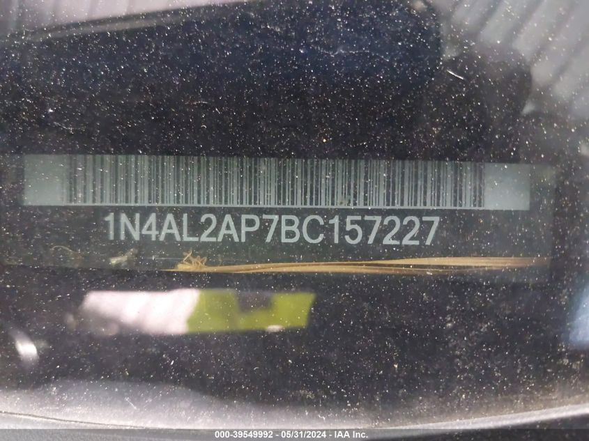 2011 Nissan Altima 2.5 S VIN: 1N4AL2AP7BC157227 Lot: 39549992