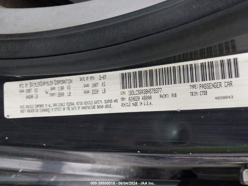 2008 Dodge Avenger Sxt VIN: 1B3LC56R38N579377 Lot: 39550015