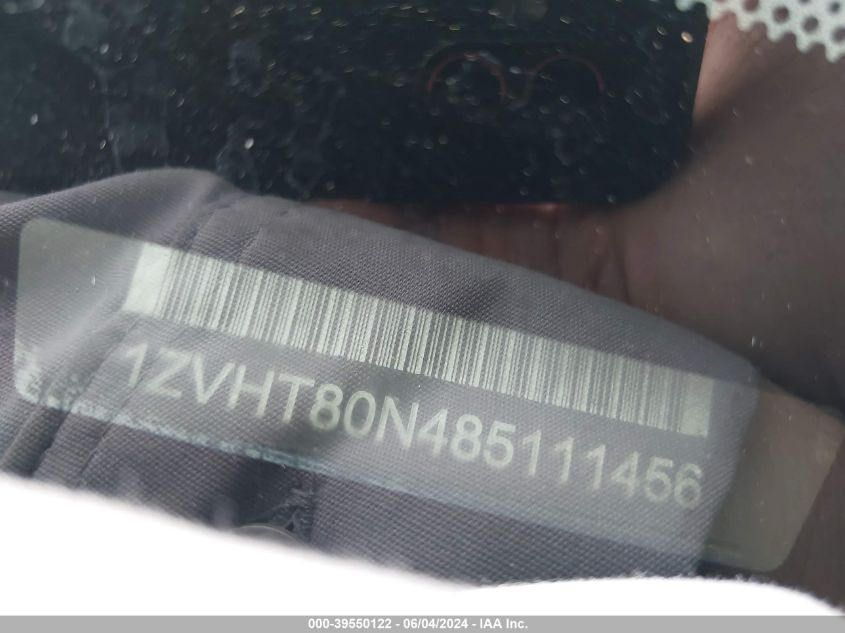 2008 Ford Mustang V6 Deluxe/V6 Premium VIN: 1ZVHT80N485111456 Lot: 39550122