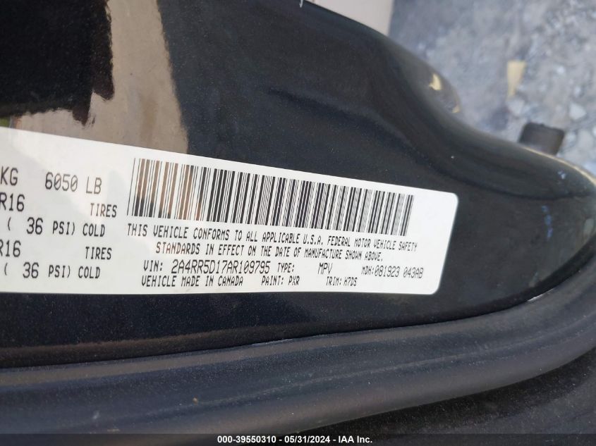 2010 Chrysler Town & Country Touring VIN: 2A4RR5D17AR109795 Lot: 39550310