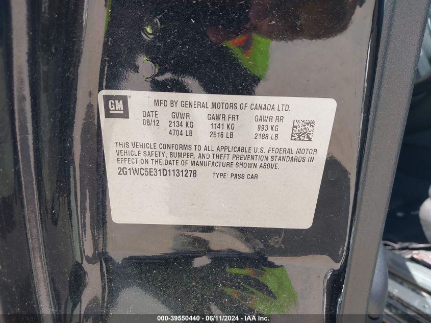 2013 Chevrolet Impala Ltz VIN: 2G1WC5E31D1131278 Lot: 39550440