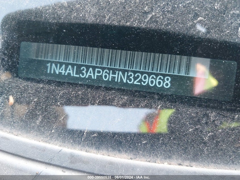 VIN 1N4AL3AP6HN329668 2017 NISSAN ALTIMA 2.5 S