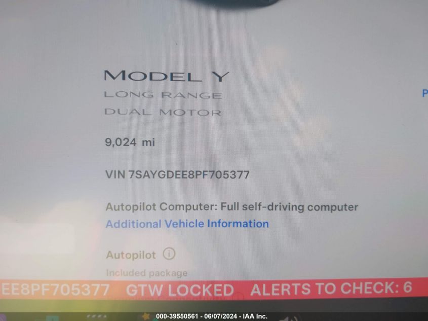 2023 TESLA MODEL Y AWD/LONG RANGE DUAL MOTOR ALL-WHEEL DRIVE - 7SAYGDEE8PF705377