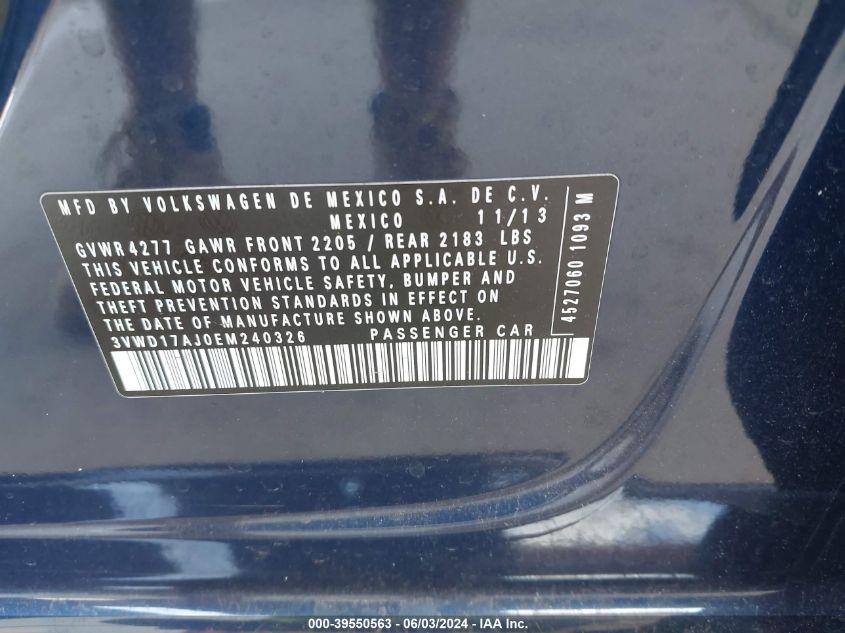 2014 VOLKSWAGEN JETTA SE - 3VWD17AJ0EM240326