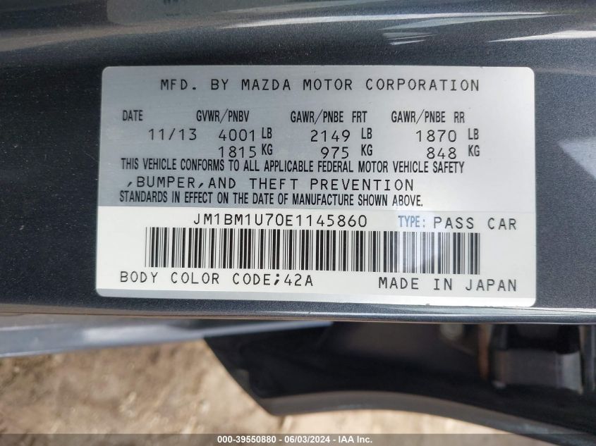2014 Mazda Mazda3 I Sport VIN: JM1BM1U70E1145860 Lot: 39550880