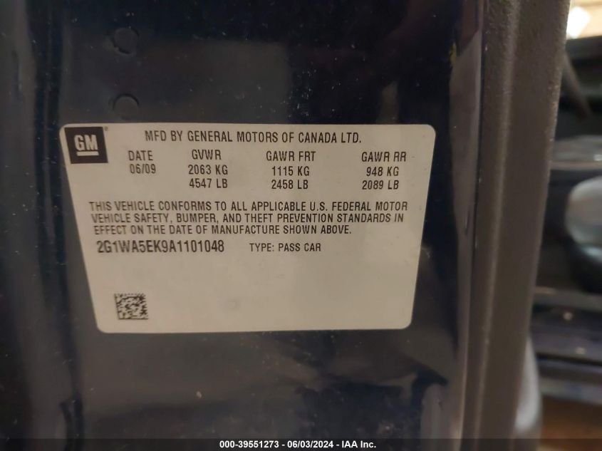 2010 Chevrolet Impala Ls VIN: 2G1WA5EK9A1101048 Lot: 39551273