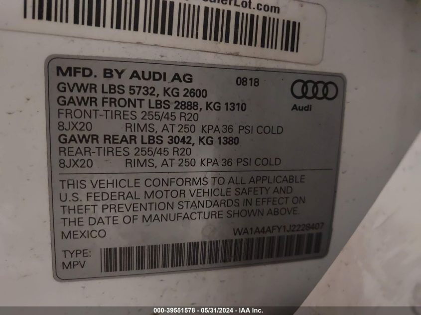 2018 AUDI SQ5 3.0T PREMIUM PLUS - WA1A4AFY1J2228407