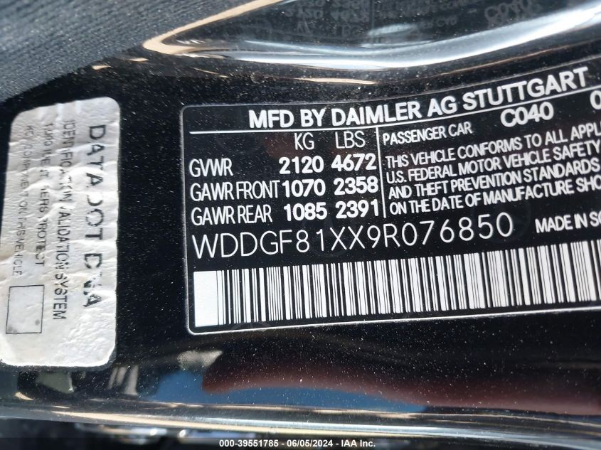 2009 Mercedes-Benz C 300 Luxury 4Matic/Sport 4Matic VIN: WDDGF81XX9R076850 Lot: 39551785