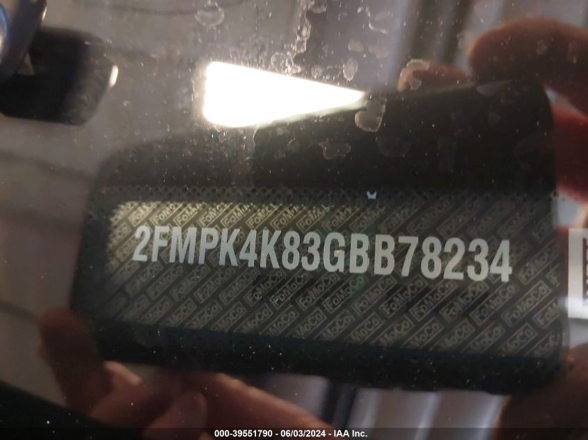 2016 Ford Edge Titanium VIN: 2FMPK4K83GBB78234 Lot: 39551790