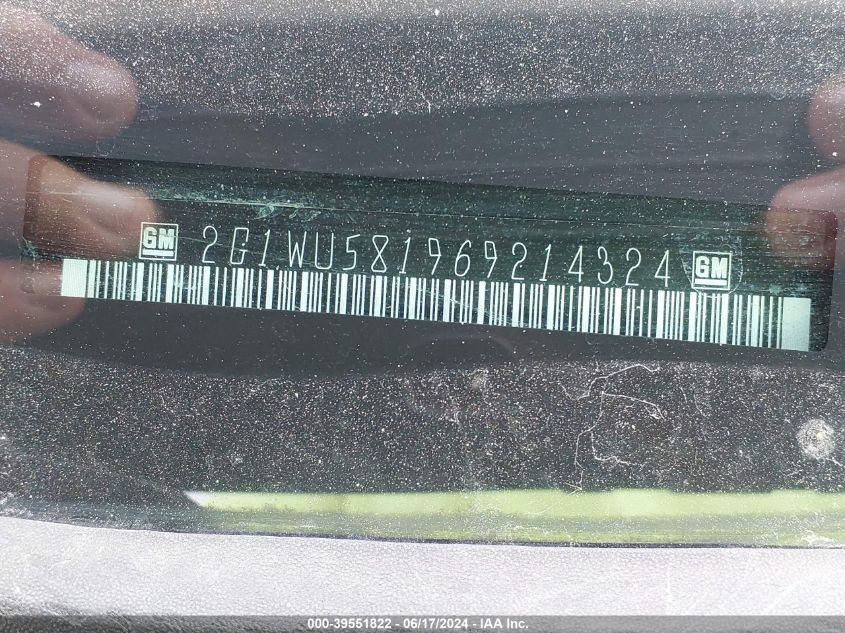 2006 Chevrolet Impala Ltz VIN: 2G1WU581969214324 Lot: 39551822