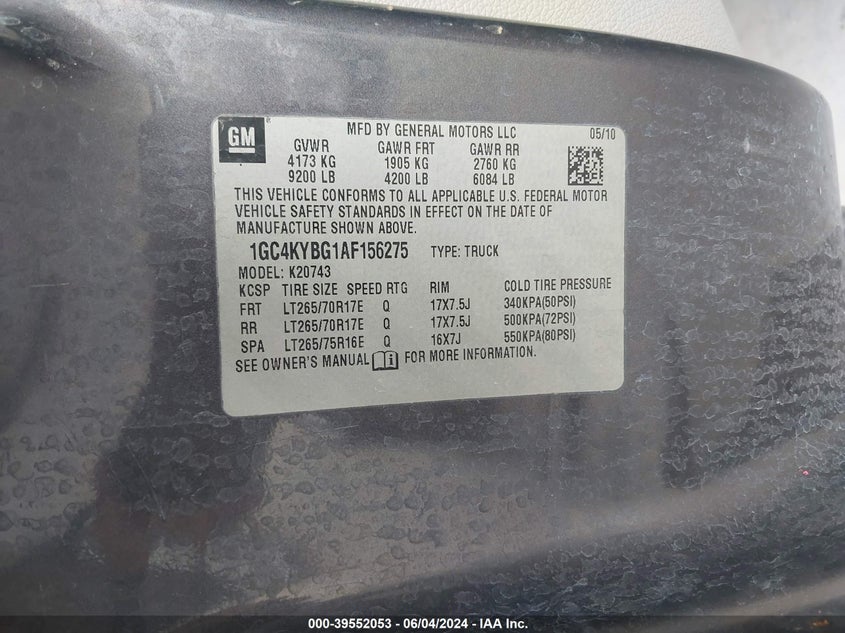 2010 Chevrolet Silverado 2500Hd Ltz VIN: 1GC4KYBG1AF156275 Lot: 39552053