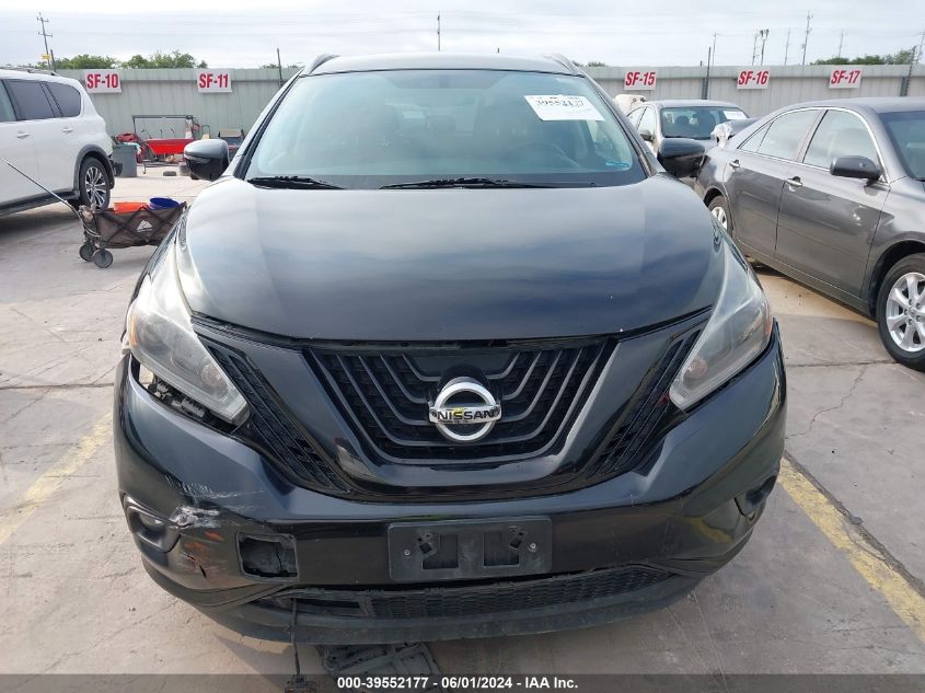 2018 Nissan Murano Sl VIN: 5N1AZ2MG6JN160297 Lot: 39552177