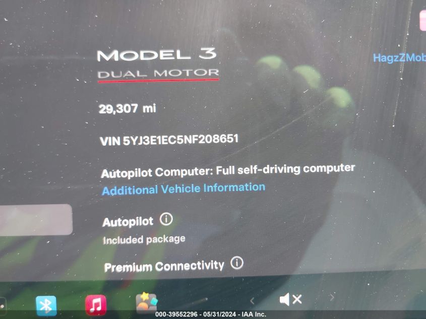 2022 Tesla Model 3 Performance Dual Motor All-Wheel Drive VIN: 5YJ3E1EC5NF208651 Lot: 39552296