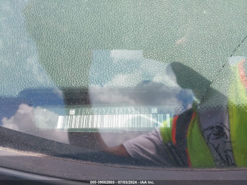 2008 Chevrolet Tahoe Lt VIN: 1GNFC13J58R193403 Lot: 39552803