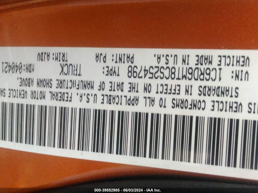 2012 Ram 1500 Sport VIN: 1C6RD6MT8CS254798 Lot: 39552985