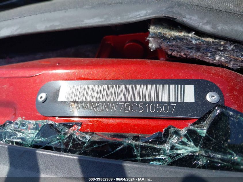 2011 Nissan Xterra Pro-4X VIN: 5N1AN0NW7BC510507 Lot: 39552989