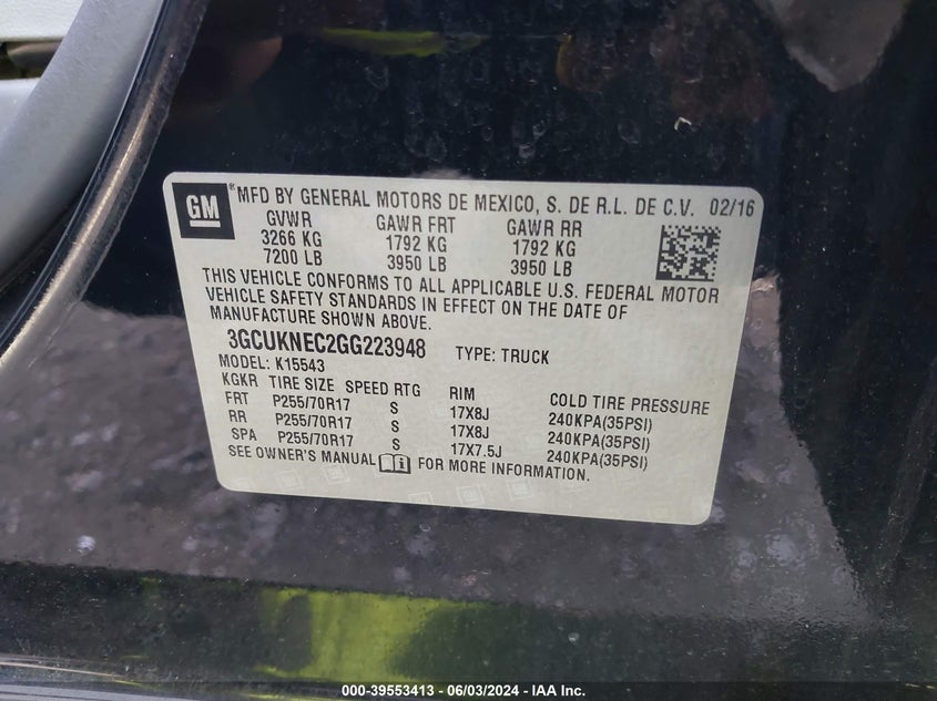 2016 CHEVROLET SILVERADO 1500 LS - 3GCUKNEC2GG223948