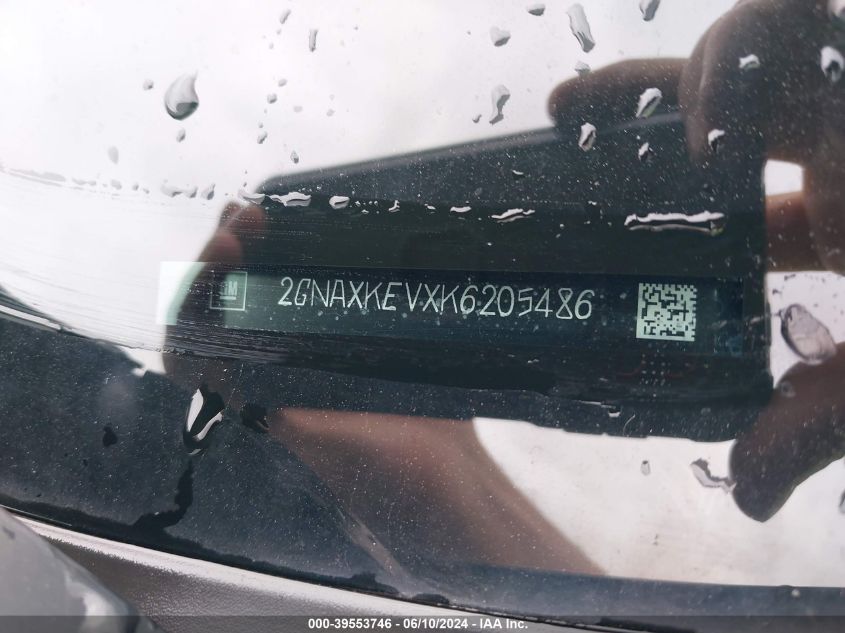 2019 Chevrolet Equinox Lt VIN: 2GNAXKEVXK6205486 Lot: 39553746