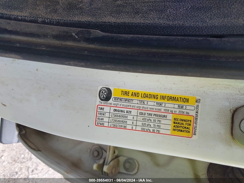 2016 Chevrolet Silverado 2500Hd Lt VIN: 1GC1KVE8XGF152448 Lot: 39554031