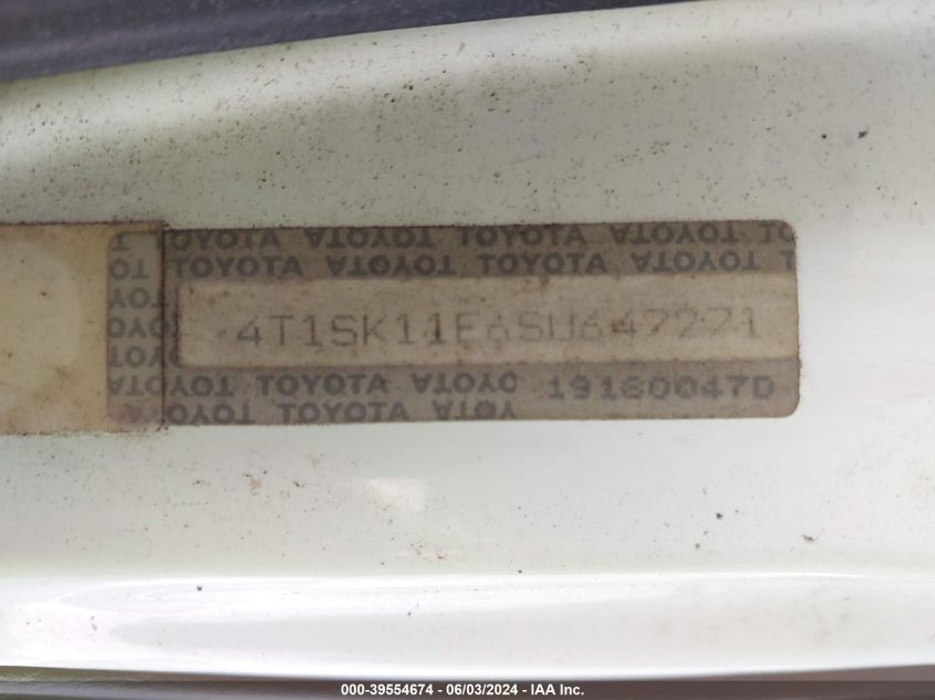 1995 Toyota Camry Dx VIN: 4T1SK11E6SU647271 Lot: 39554674