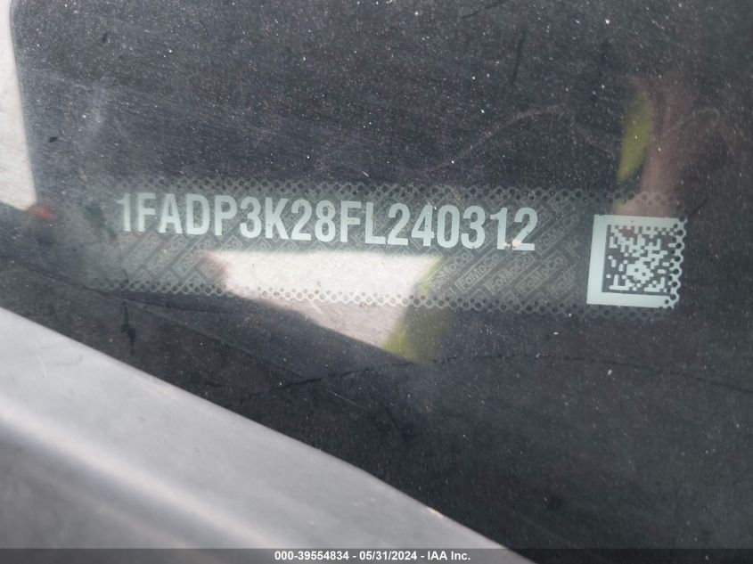 2015 Ford Focus Se VIN: 1FADP3K28FL240312 Lot: 39554834