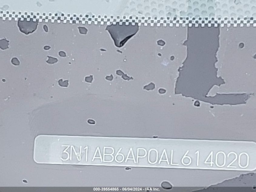 2010 Nissan Sentra 2.0 VIN: 3N1AB6AP0AL614020 Lot: 39554865