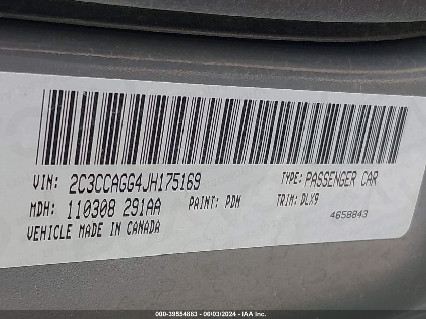 2018 Chrysler 300 300S Awd VIN: 2C3CCAGG4JH175169 Lot: 39554883