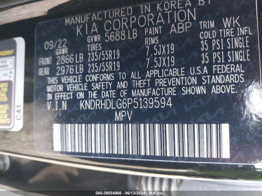 2023 Kia Sorento Hybrid Ex VIN: KNDRHDLG6P5139594 Lot: 39554966