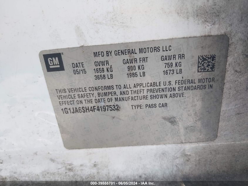2015 Chevrolet Sonic Ls Auto VIN: 1G1JA6SH4F4197532 Lot: 39555701
