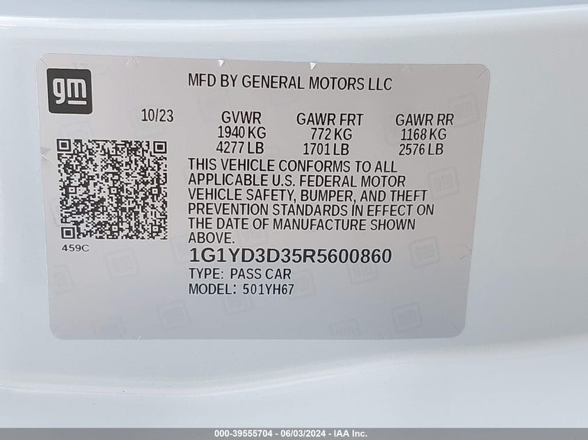 2024 CHEVROLET CORVETTE Z06 RWD  1LZ - 1G1YD3D35R5600860