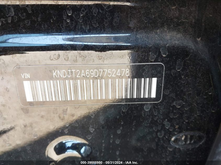 2013 Kia Soul + VIN: KNDJT2A69D7752478 Lot: 39555950