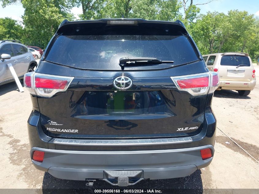 2015 Toyota Highlander Xle V6 VIN: 5TDJKRFH2FS218625 Lot: 39556168