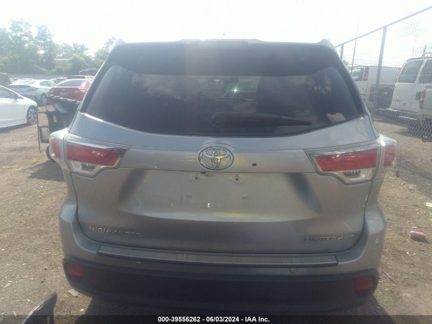 2016 Toyota Highlander Limited V6 VIN: 5TDDKRFH1GS293766 Lot: 39556262