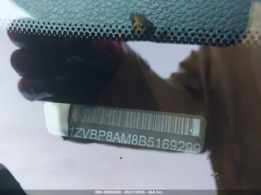 2011 Ford Mustang V6 VIN: 1ZVBP8AM8B5169299 Lot: 39556268