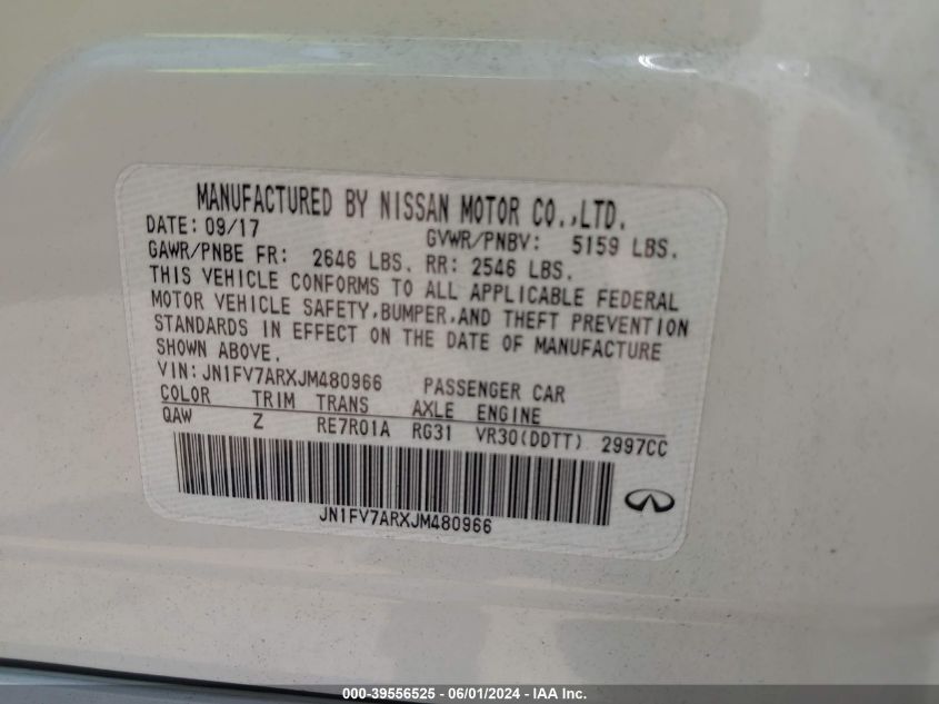 2018 Infiniti Q50 3.0T Red Sport 400 VIN: JN1FV7ARXJM480966 Lot: 39556525