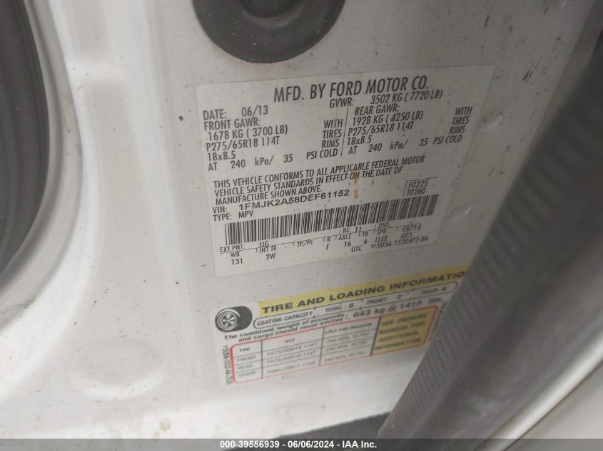 2013 Ford Expedition El Limited VIN: 1FMJK2A58DEF61152 Lot: 39556939