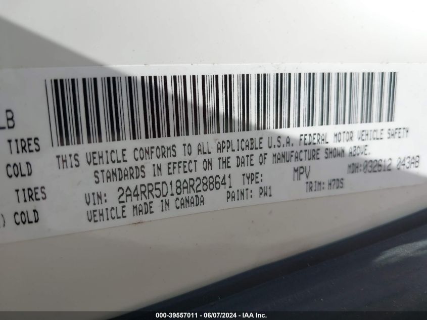 2010 Chrysler Town & Country Touring VIN: 2A4RR5D18AR288641 Lot: 39557011